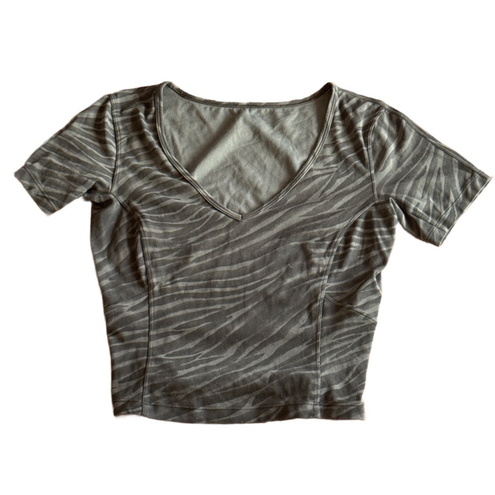 Lululemon Align Short Sleeve Animal Print Top Black and Gray 6